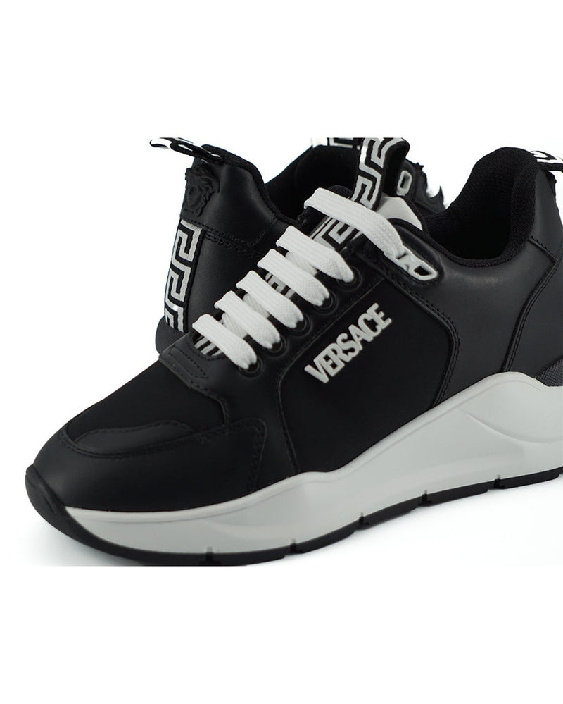 Versace Black and White Leather Calf Sneakers Glam Steals
