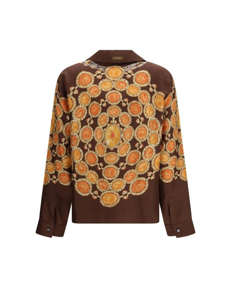Versace Brown Fabric Pattern Shirt Glam Steals