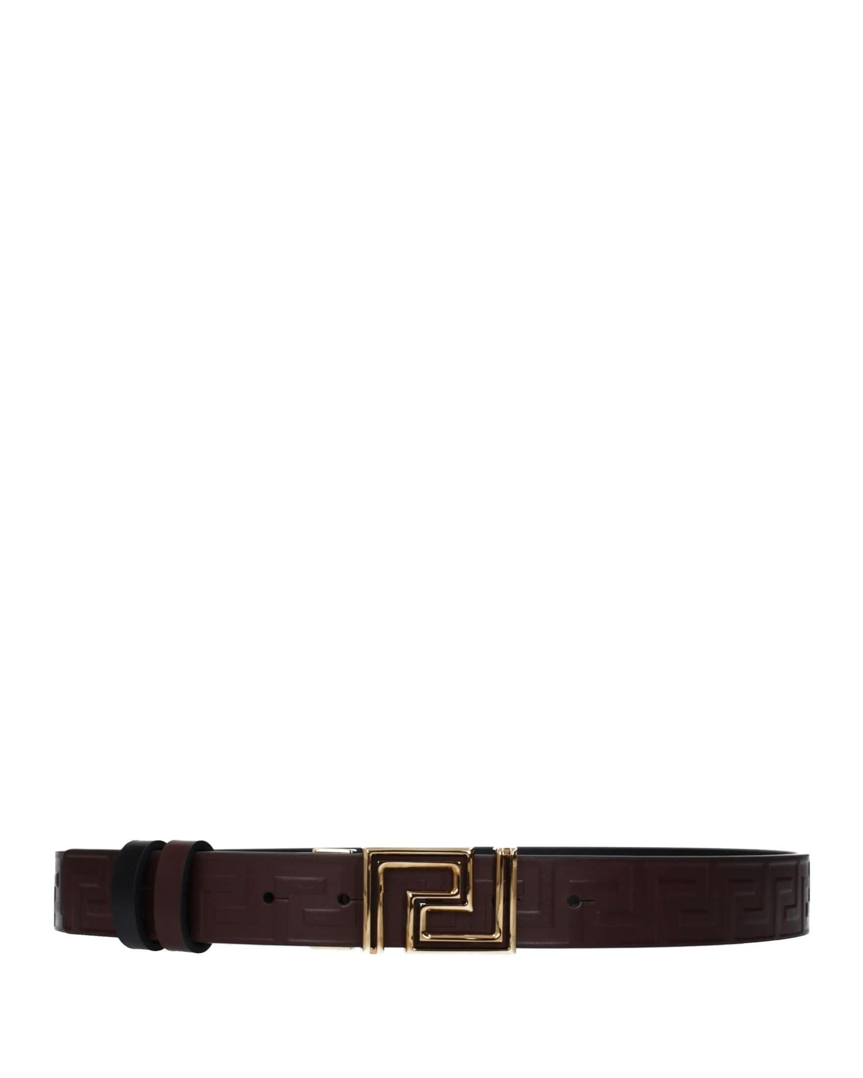 Versace Brown Leather Belt Glam Steals