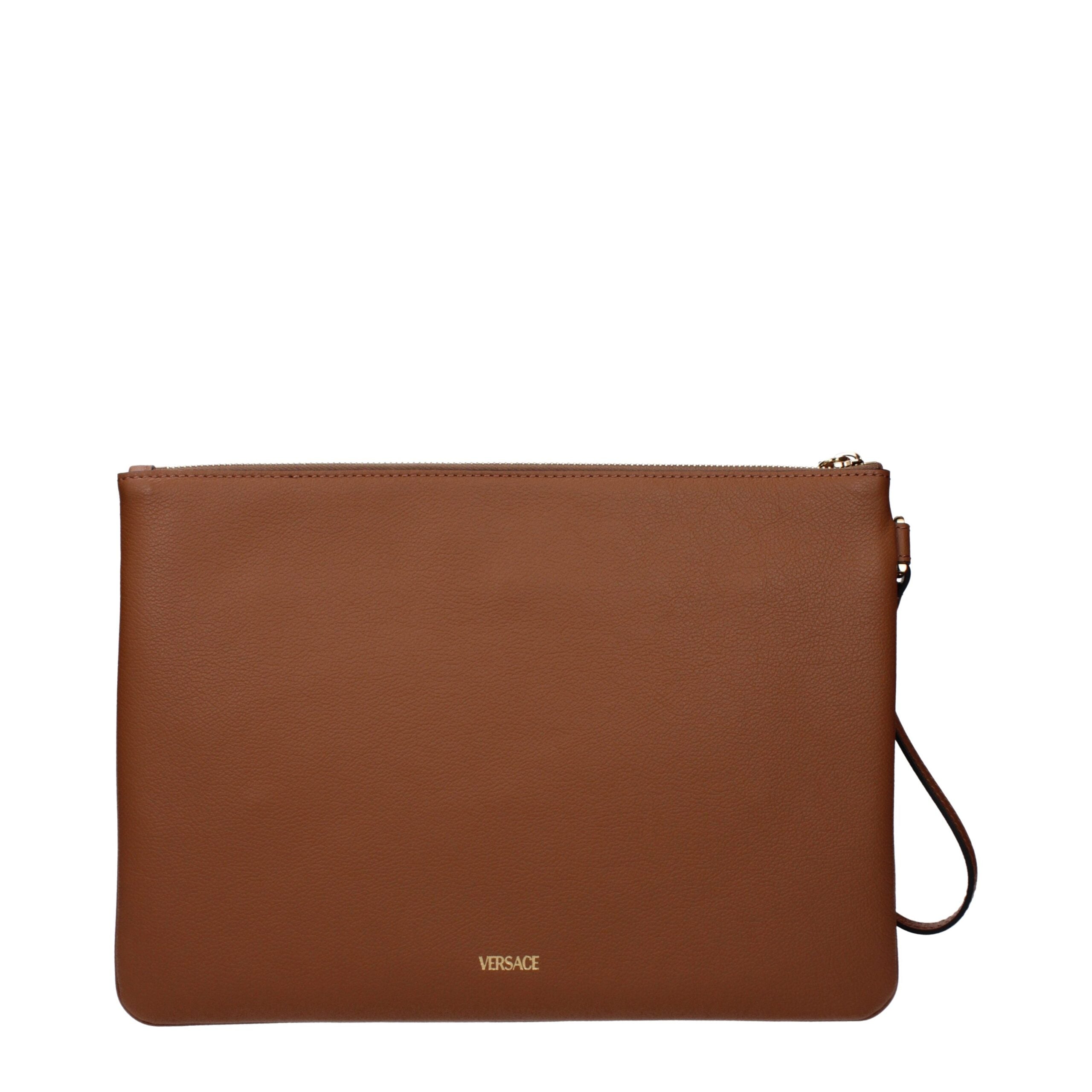 Versace Brown Leather Clutch Bag Glam Steals