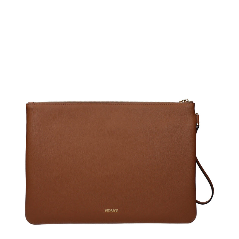 Versace Brown Leather Clutch Bag Glam Steals