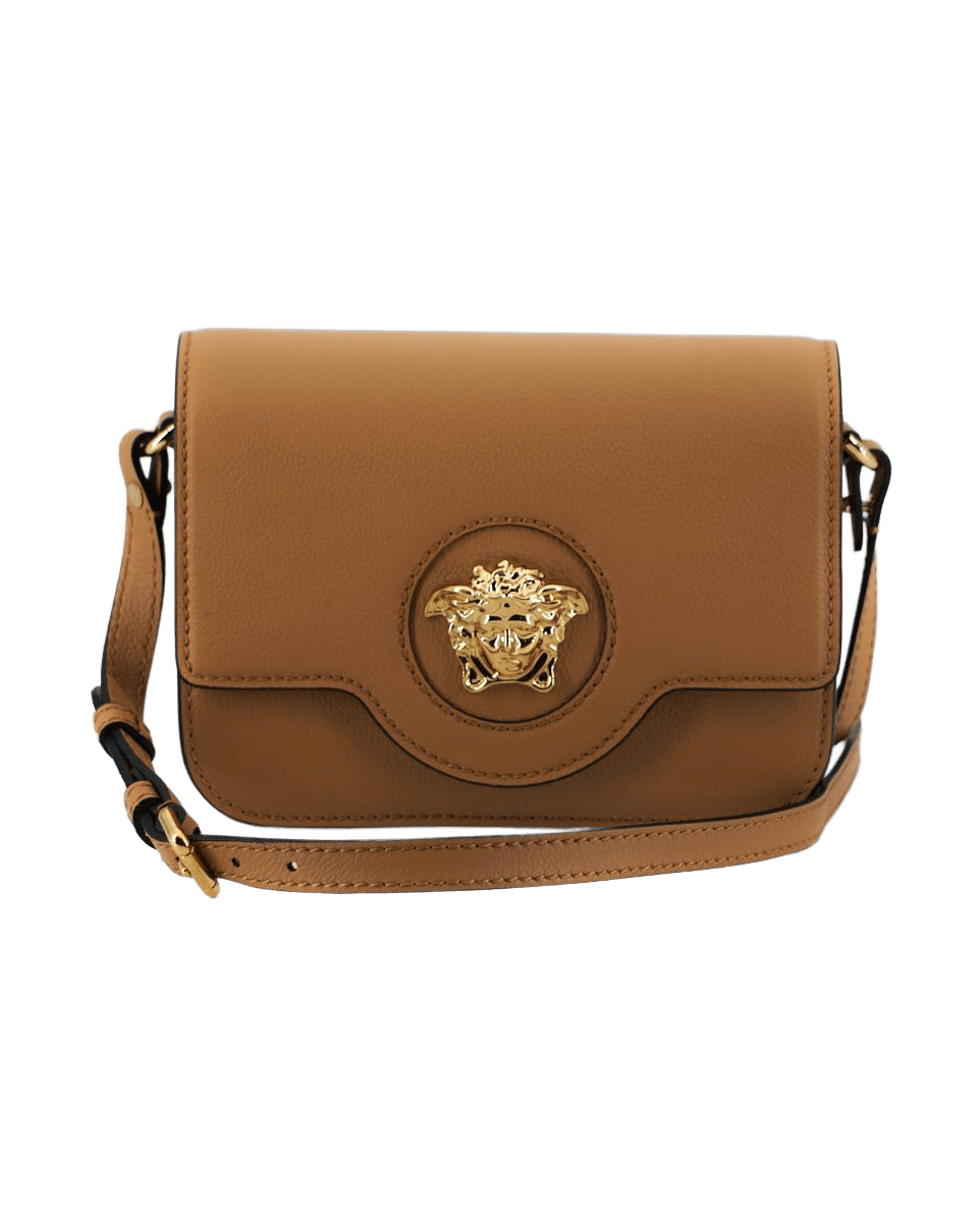 Versace Brown Leather Elegant Calf Shoulder Bag Glam Steals