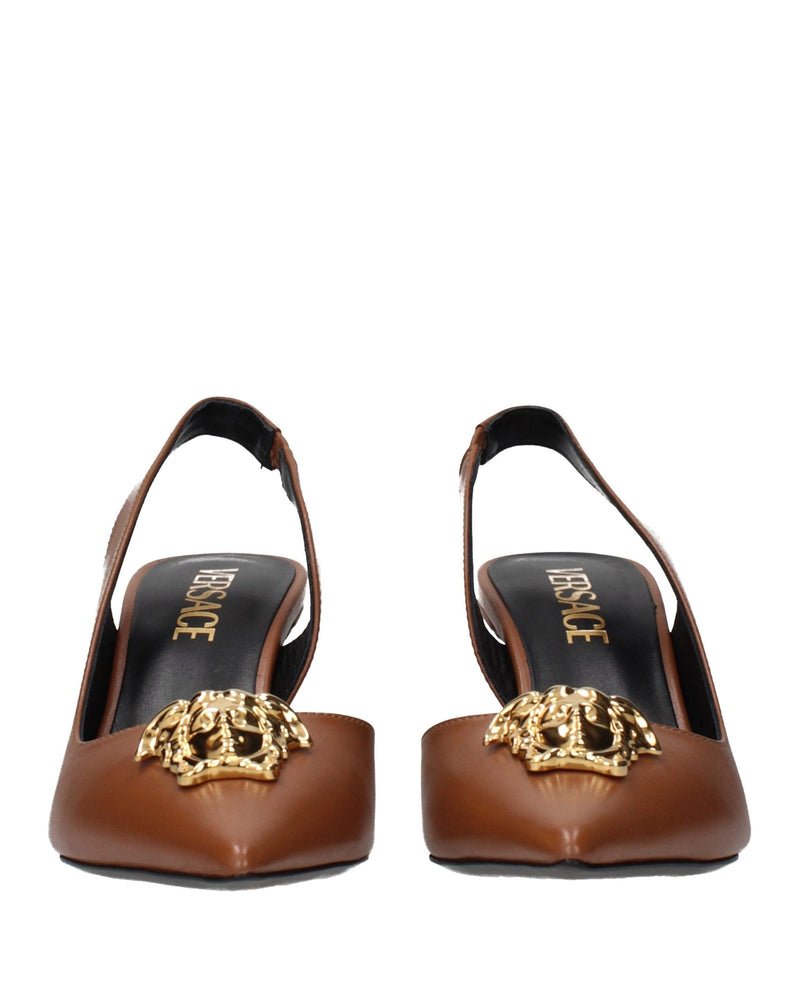 Versace Brown Leather High Heel Pumps Glam Steals
