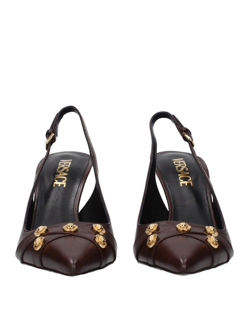 Versace Brown Leather Pumps Glam Steals