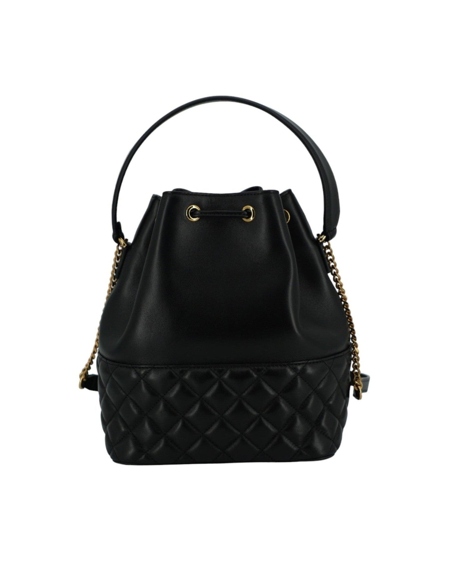 Versace Elegant Leather Medusa Bucket Shoulder Black Bag Glam Steals