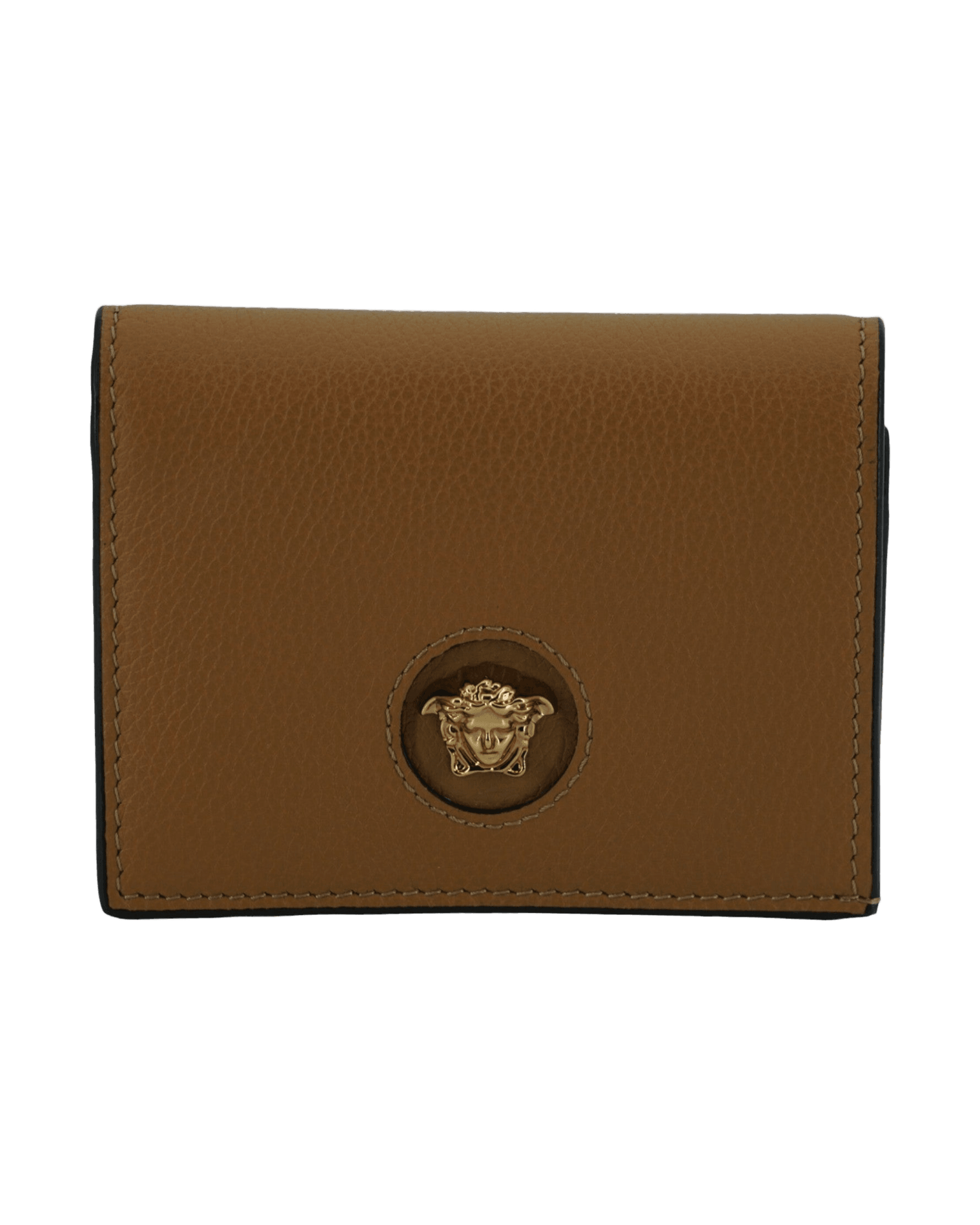 Versace Elegant Compact Leather Wallet Brown Glam Steals