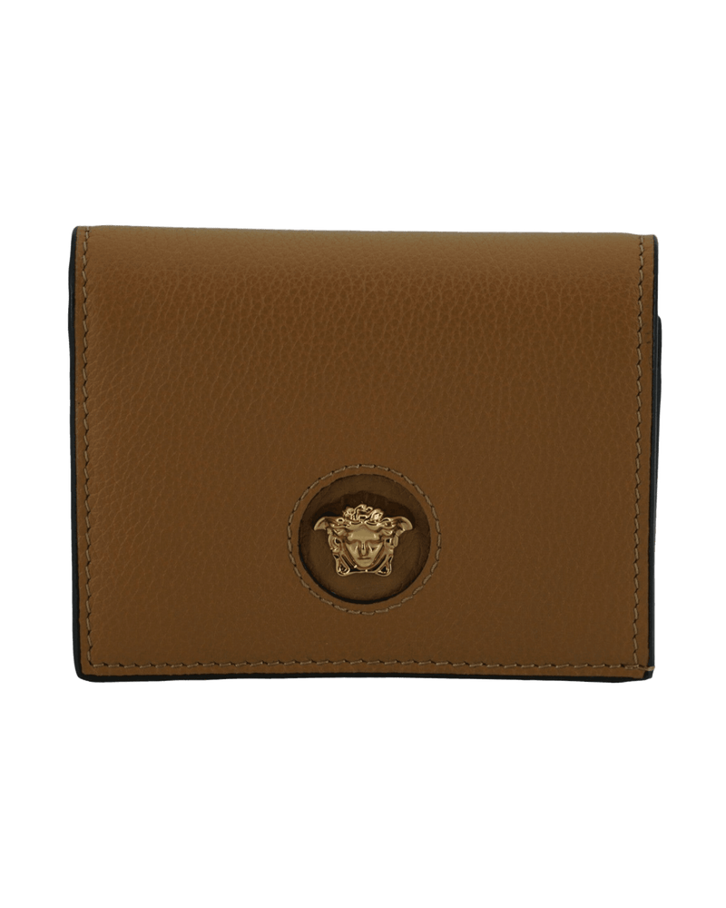 Versace Elegant Brown Compact Leather Wallet Glam Steals