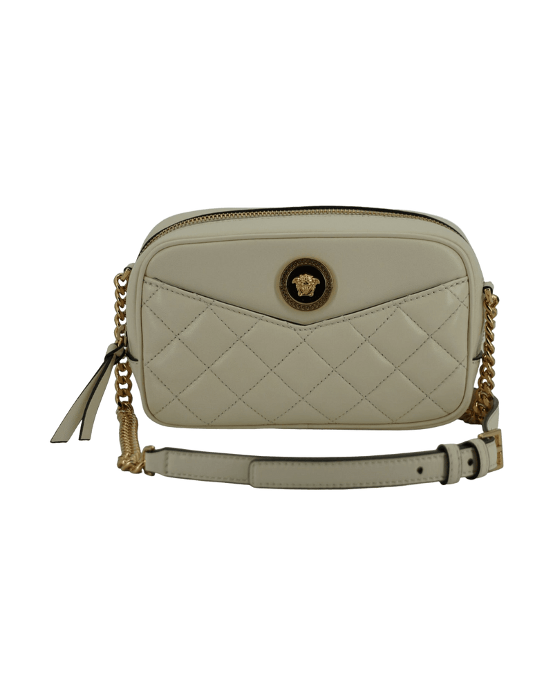 Versace Elegant White Lamb Leather Camera Bag Glam Steals