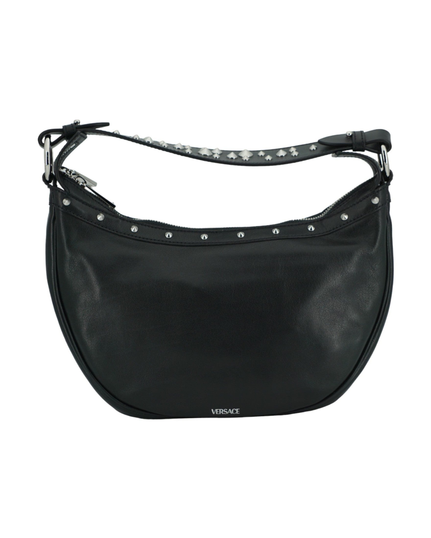 Versace Elegant Leather Hobo Shoulder Black Bag Glam Steals