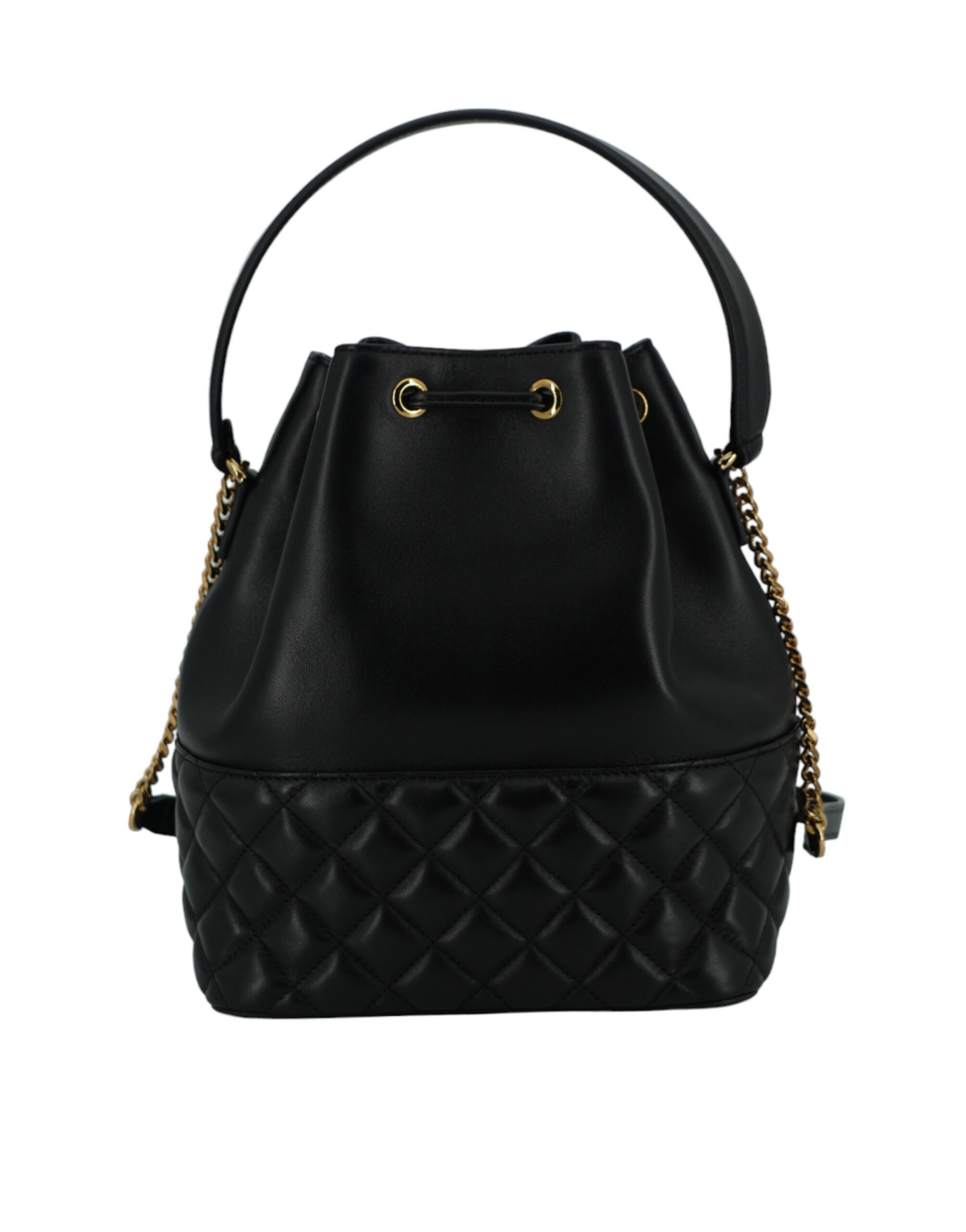 Versace Elegant Leather Medusa Bucket Shoulder Black Bag Glam Steals
