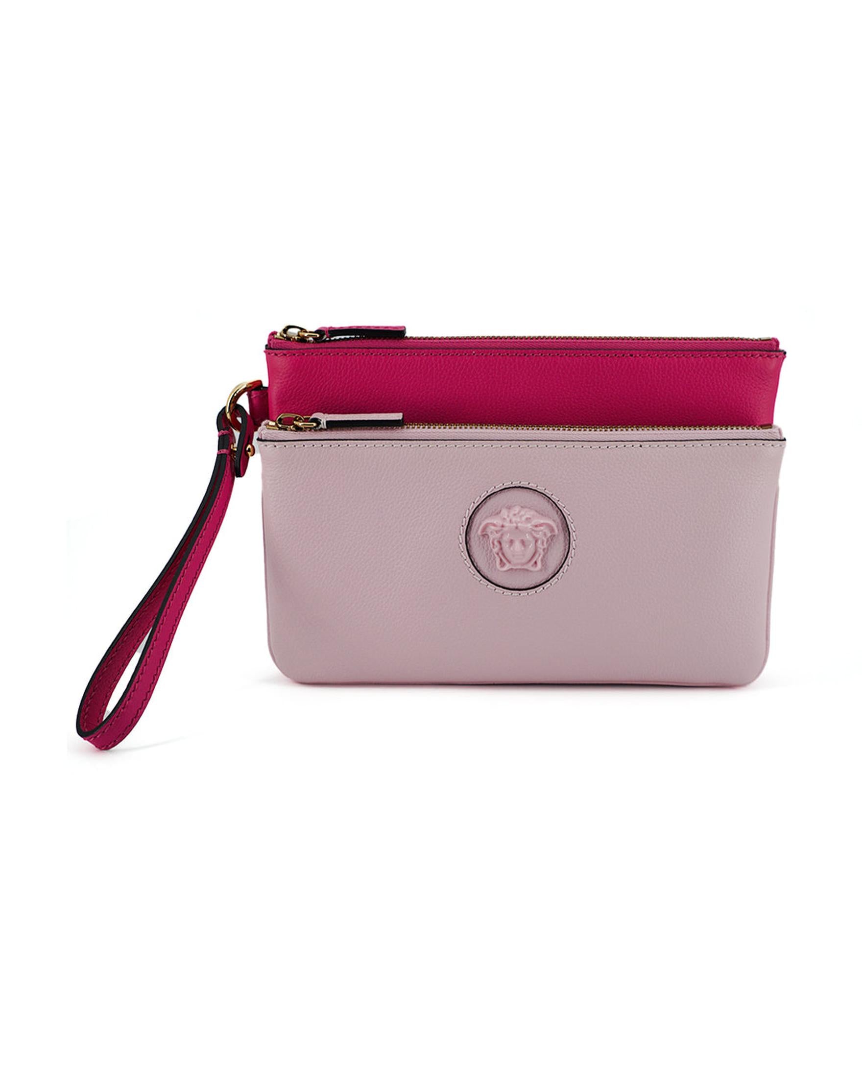 Versace Elegant Leather Pouch Pink Clutch Glam Steals