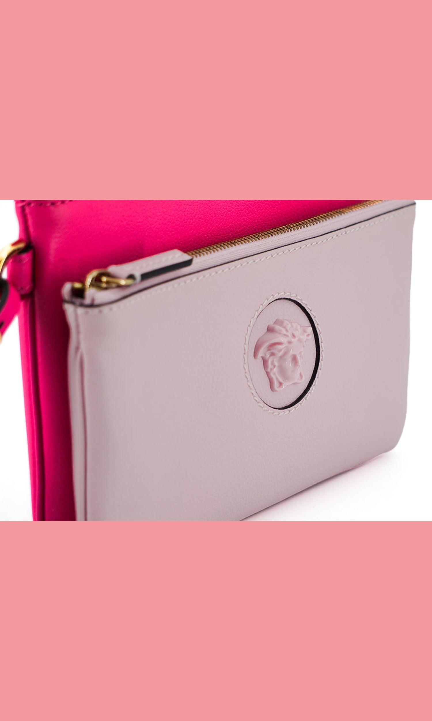 Versace Elegant Leather Pouch Pink Clutch Glam Steals
