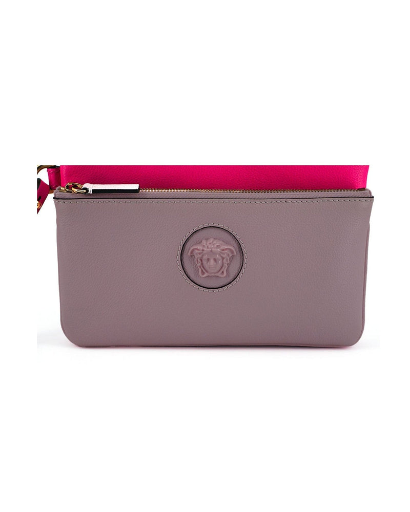 Versace Elegant Leather Pouch Pink Clutch Glam Steals