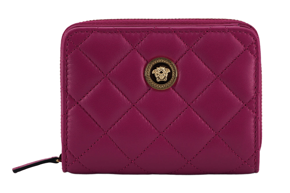 Versace Elegant Quilted Leather Purple Wallet Glam Steals
