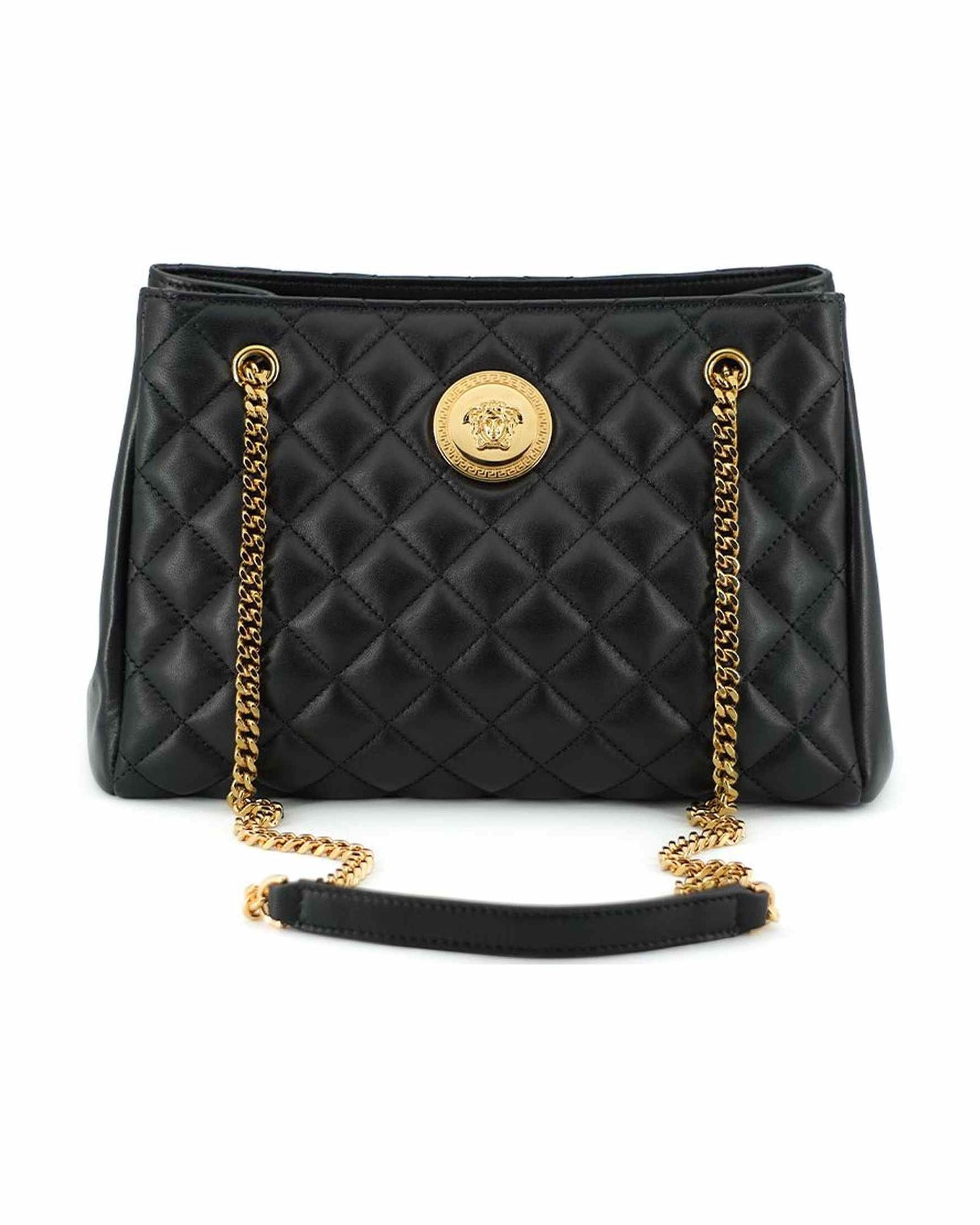 Versace Elegant Quilted Nappa Leather Tote Bag Glam Steals