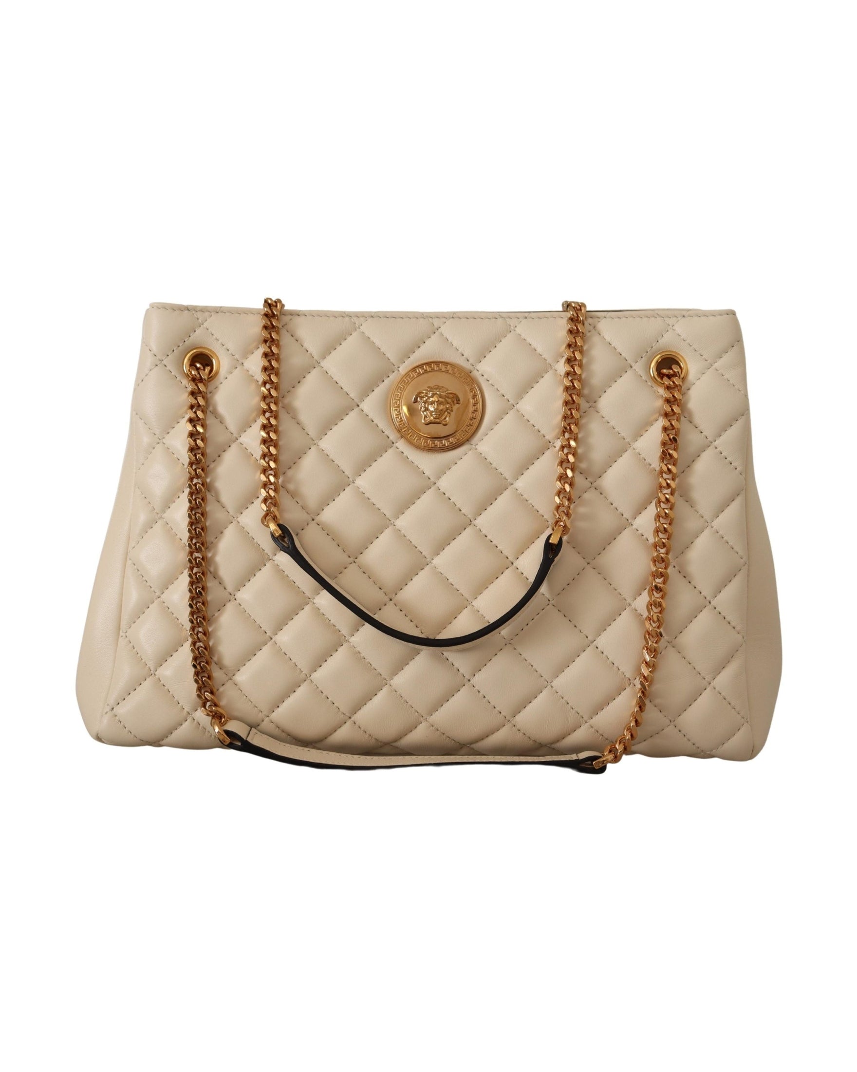 Versace Elegant Quilted Nappa Leather Tote Glam Steals