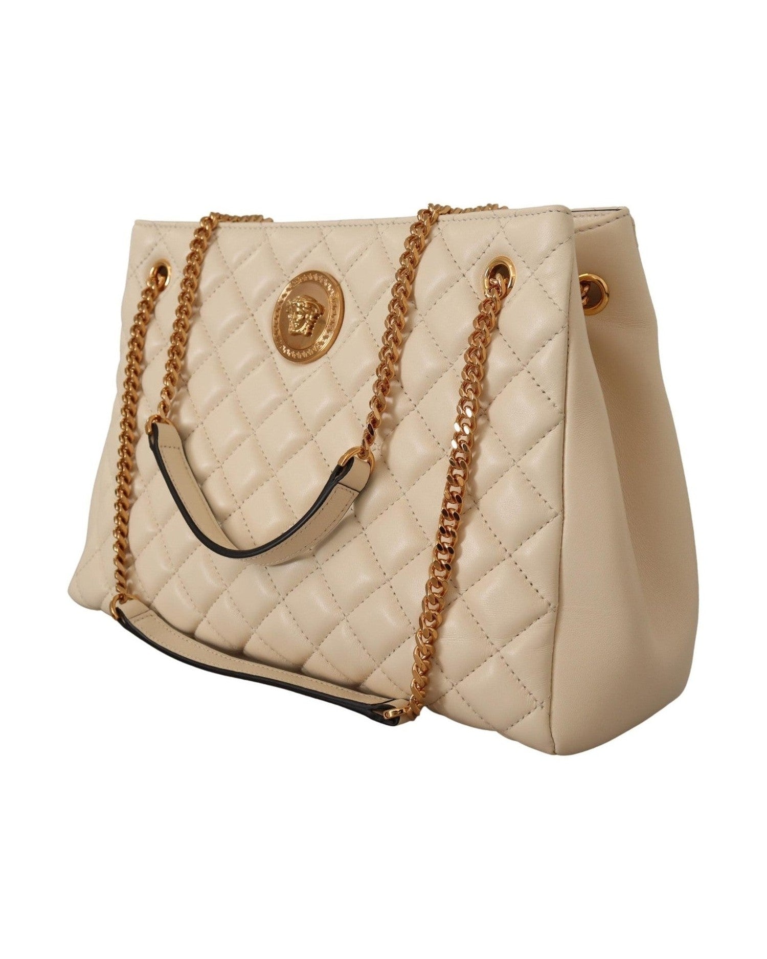 Versace Elegant Quilted Nappa Leather Tote Glam Steals