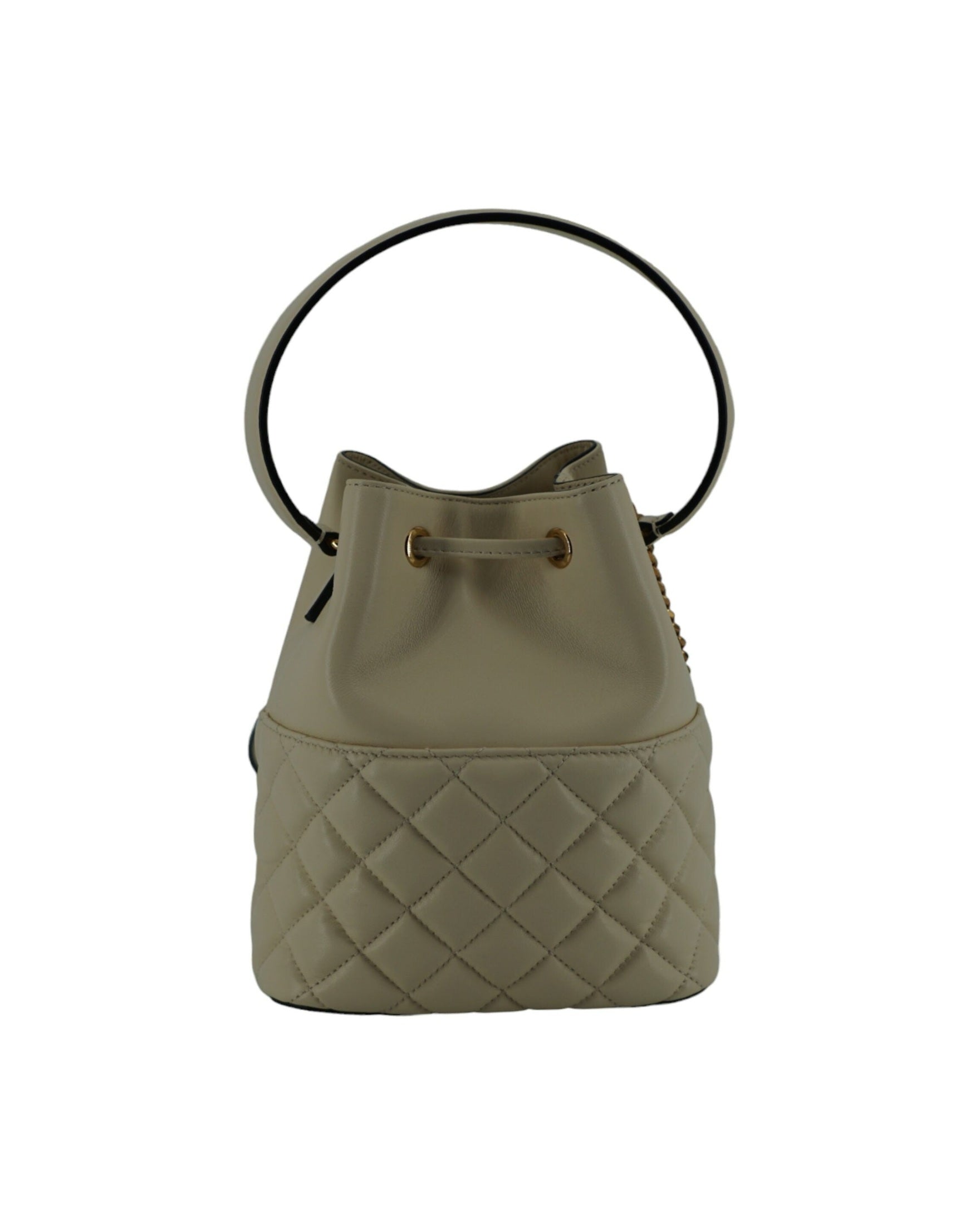 Versace Elegant Small Leather Bucket Shoulder White Bag Glam Steals