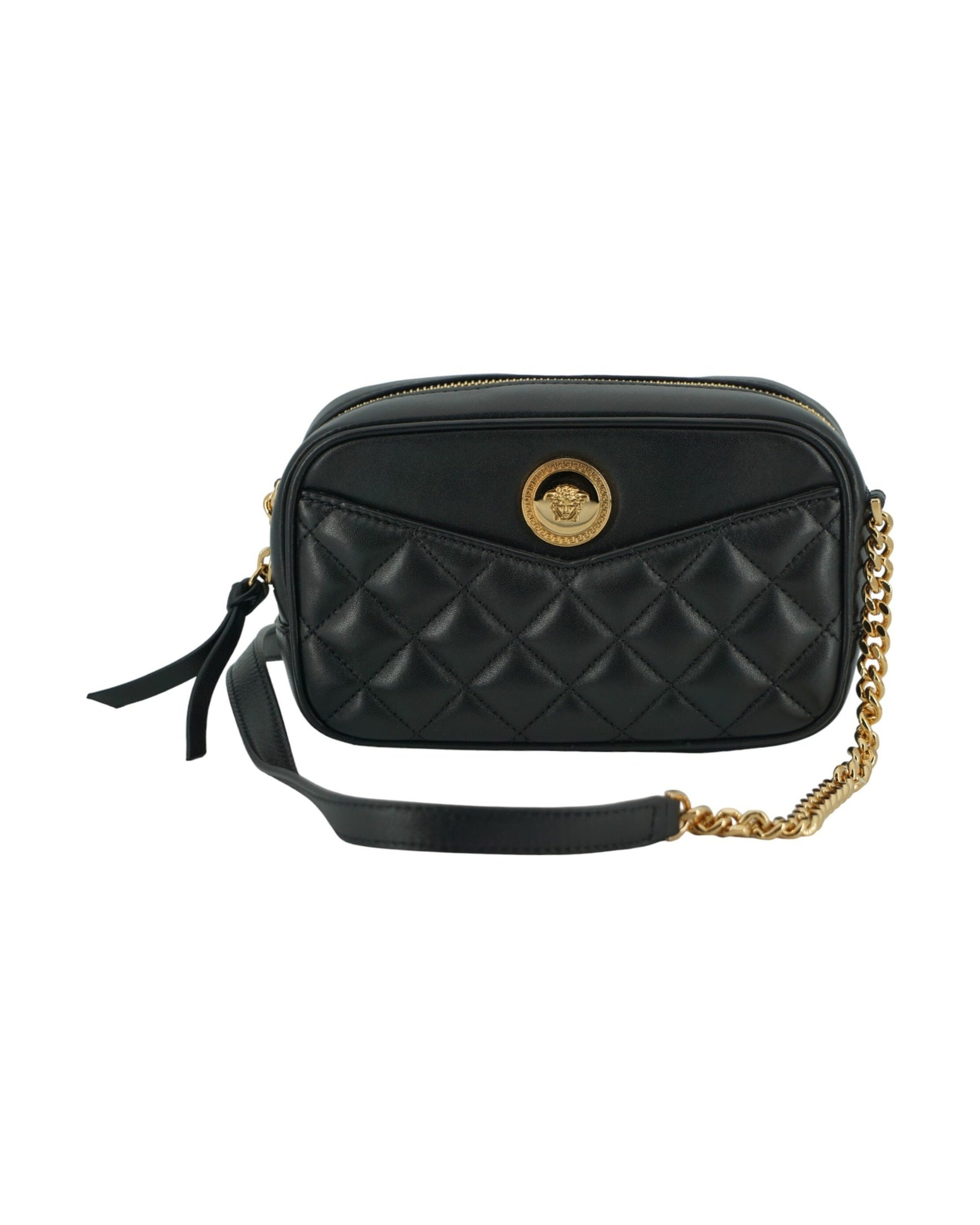 Versace Elegant Small Leather Crossbody Black Bag Glam Steals