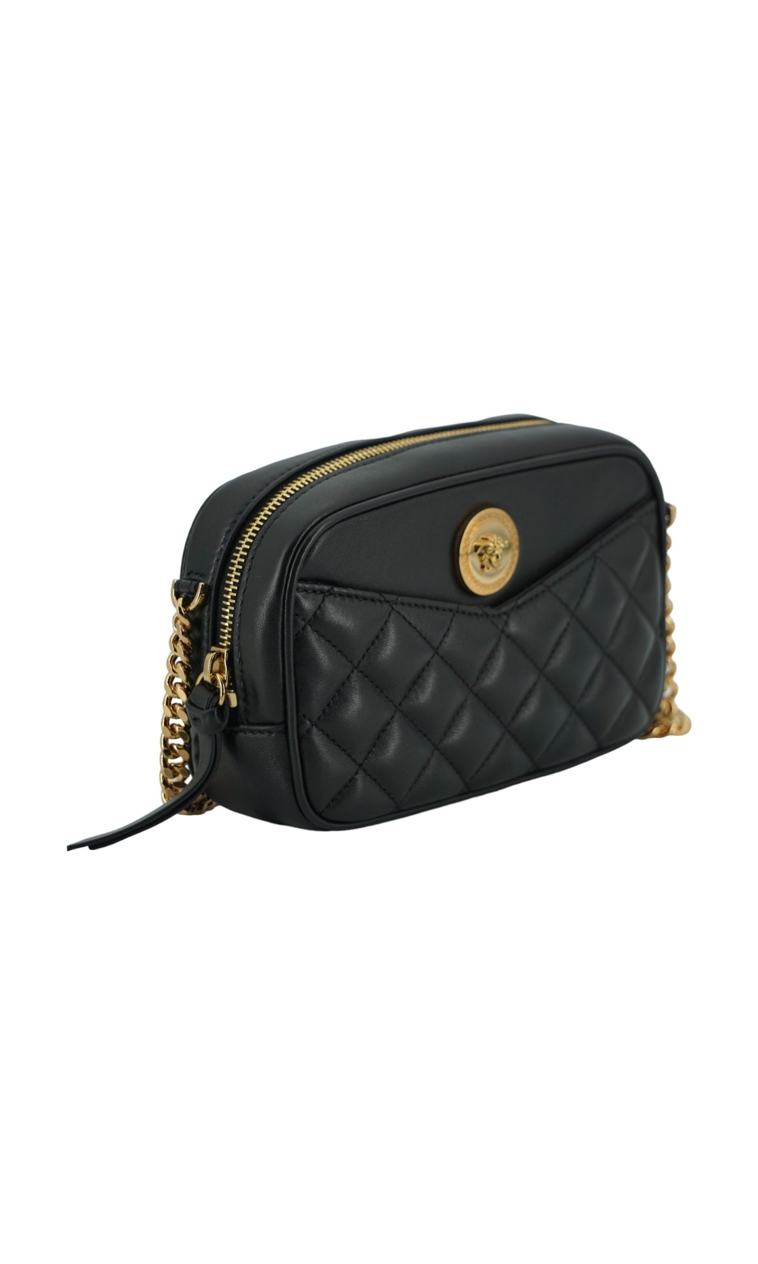 Versace Elegant Small Leather Crossbody Black Bag Glam Steals
