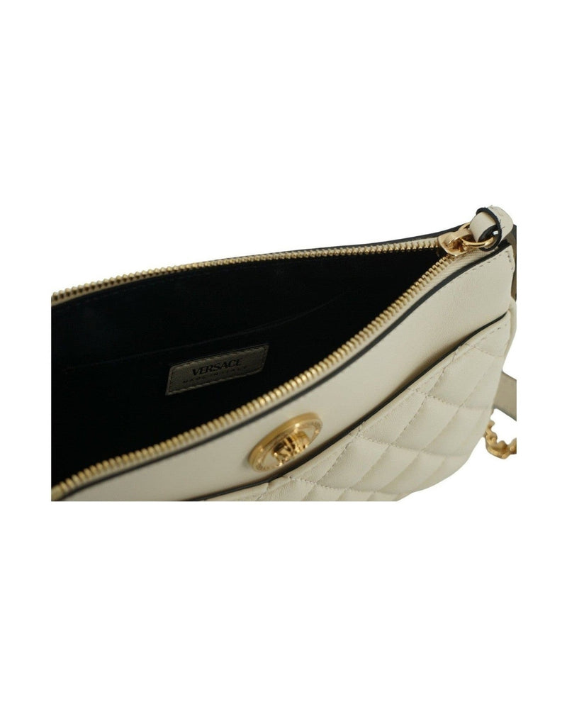Versace Elegant Lamb Leather Crossbody White Pouch Glam Steals