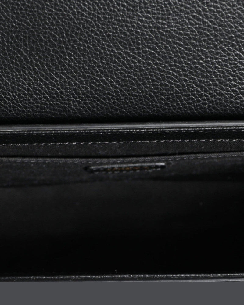 Versace Grainy Calf Leather Logo Crossbody Shoulder Black Bag Glam Steals