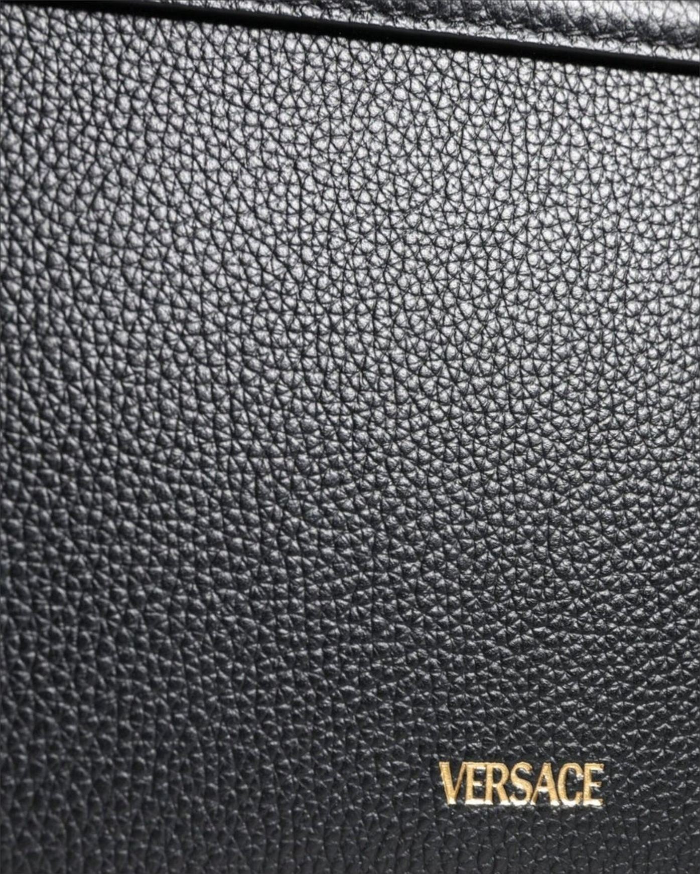 Versace Grainy Calf Leather Logo Crossbody Shoulder Black Bag Glam Steals