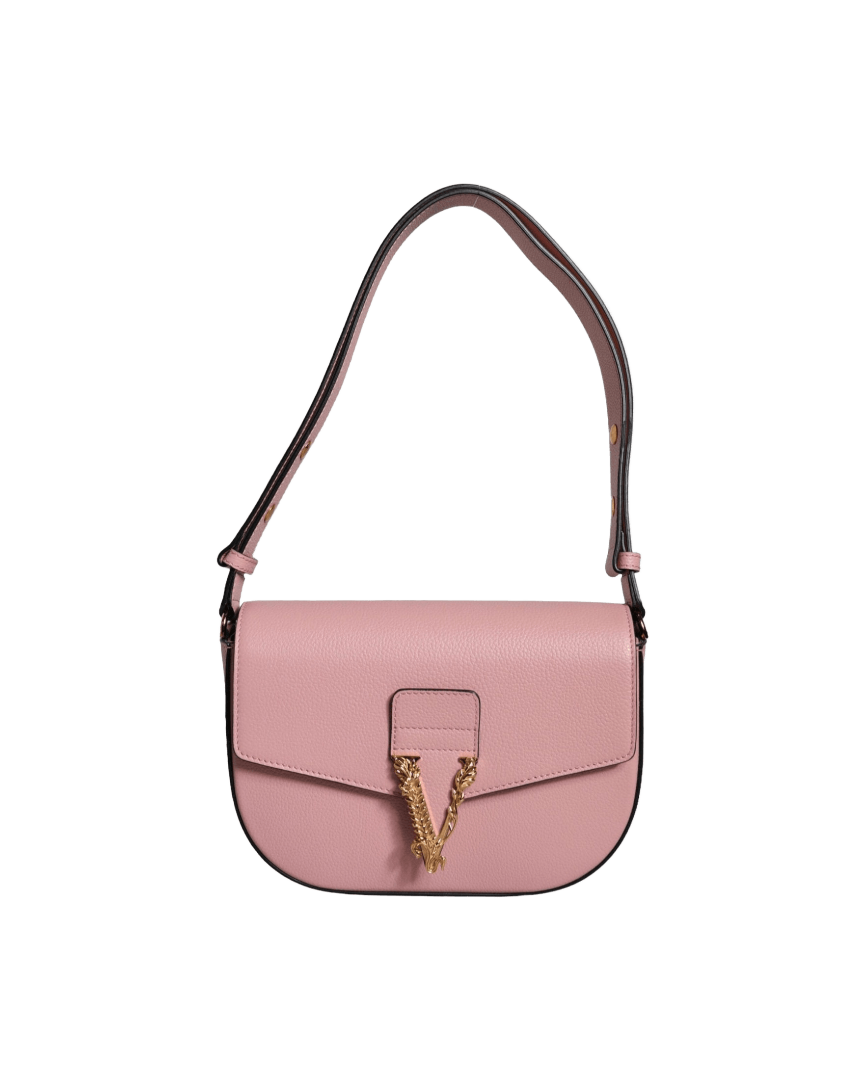 Versace Grainy Calf Leather Logo Crossbody Shoulder Pink Bag Glam Steals
