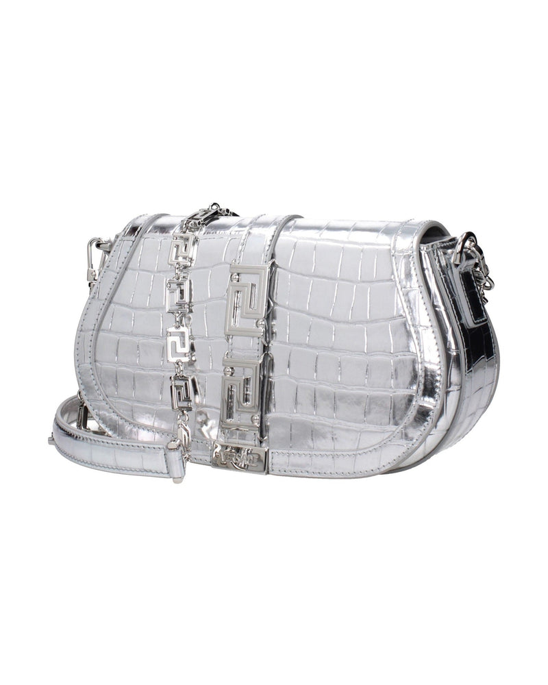 Versace Gray Leather Shoulder Bag Glam Steals