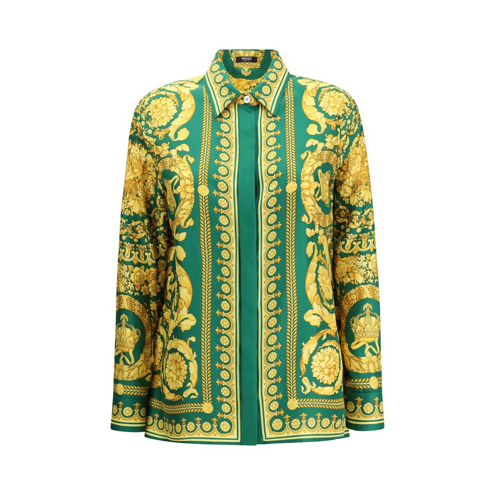 Versace Green Silk Pattern Shirt Glam Steals