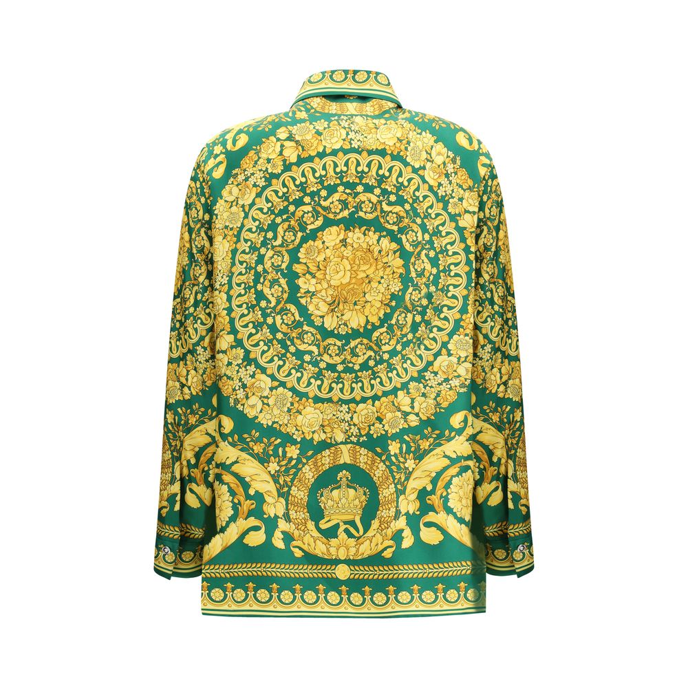 Versace Green Silk Pattern Shirt Glam Steals