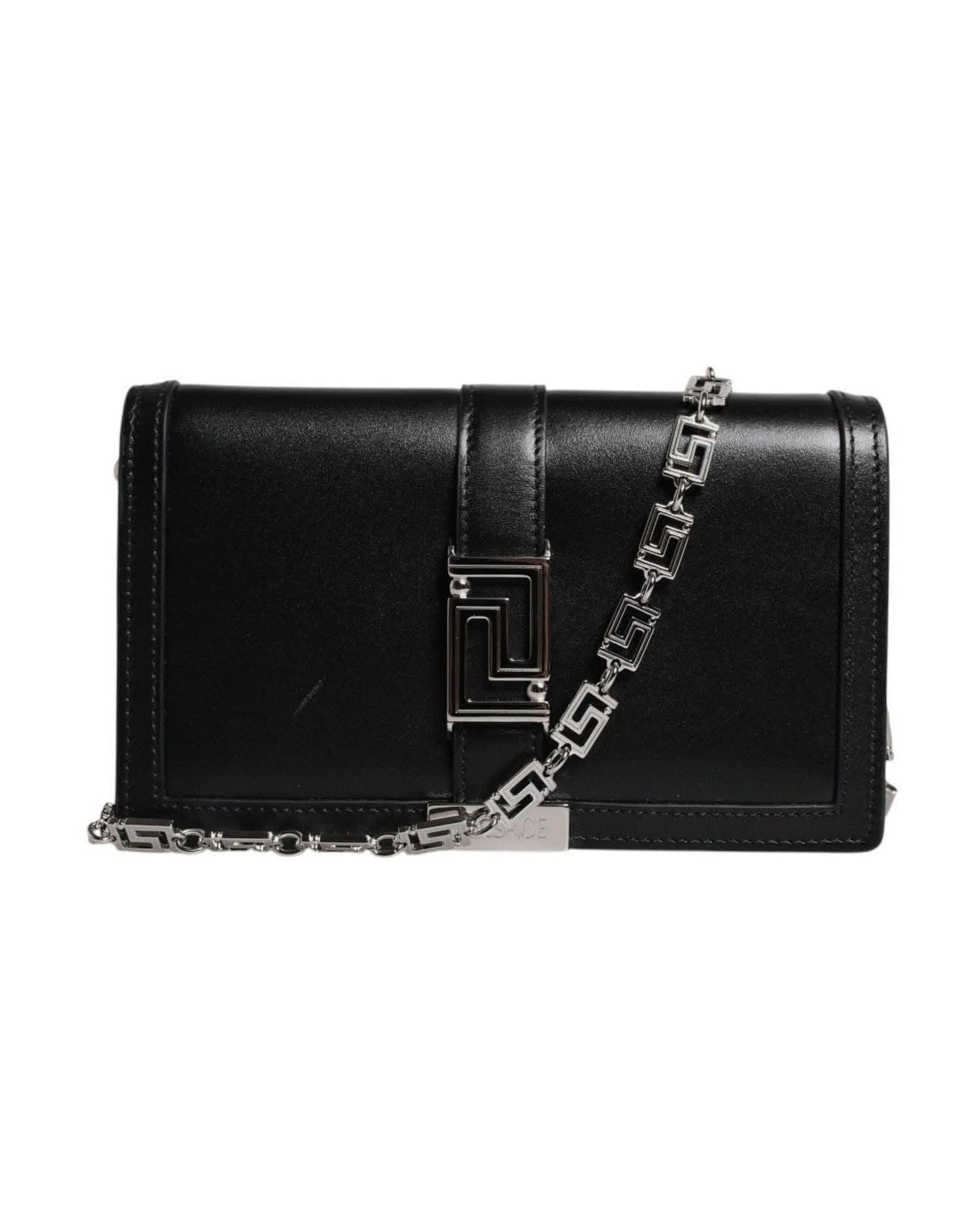 Versace Leather Black Calfskin Chain Strap Shoulder Crossbody Bag Cross Body Bags