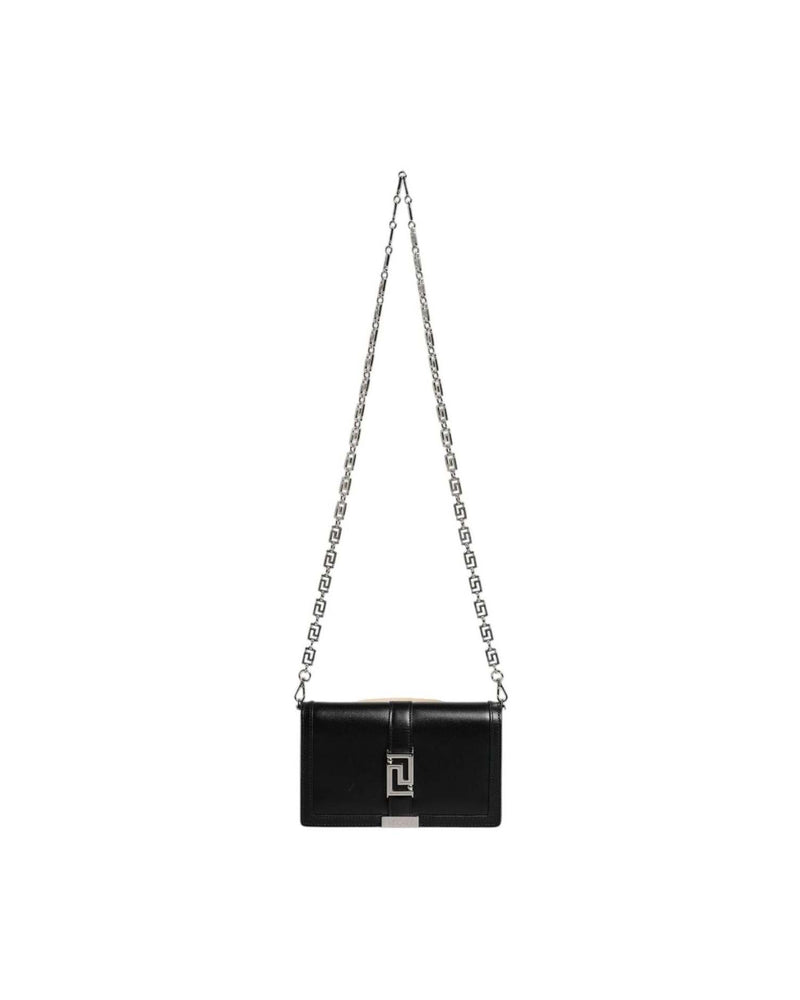 Versace Black Leather Calfskin Chain Strap Shoulder Crossbody Bag Glam Steals