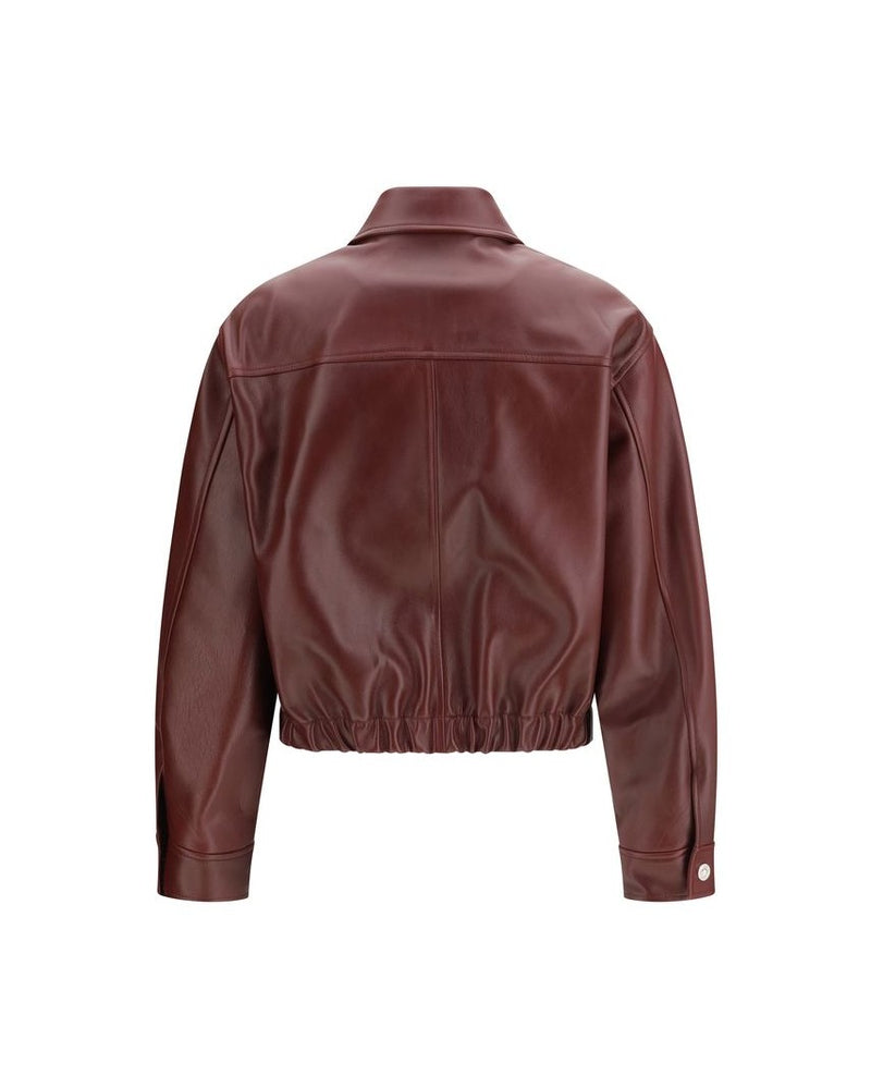 Versace Leather Bordeaux Jacket 
