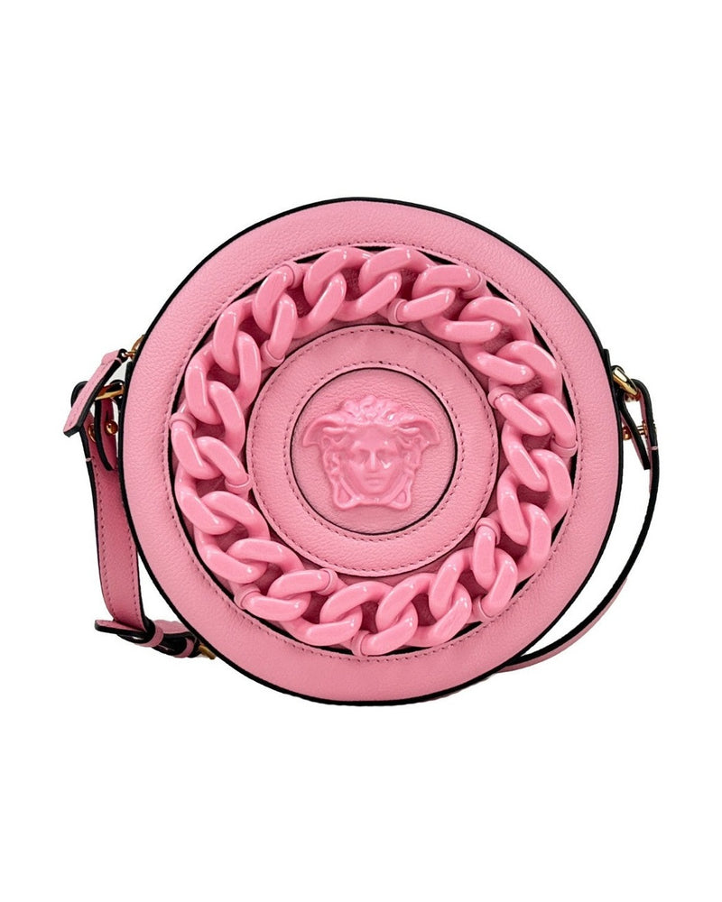 Versace Leather Round Disco Camera Case Crossbody Bag Glam Steals