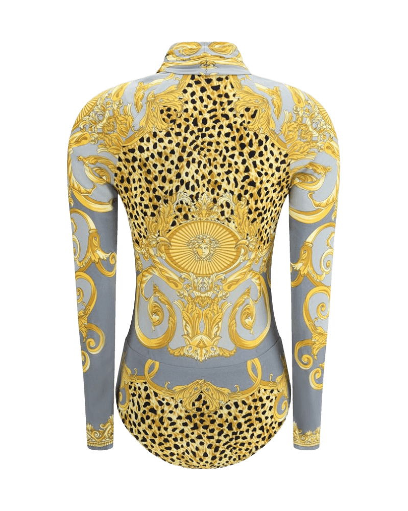 Versace Leopard Draped Bodysuit Glam Steals