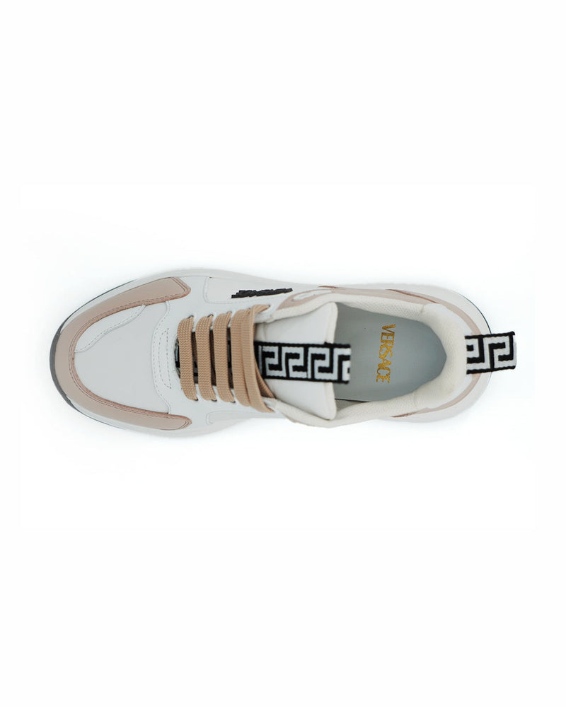 Versace Light Pink Leather White Calf Sneakers Glam Steals