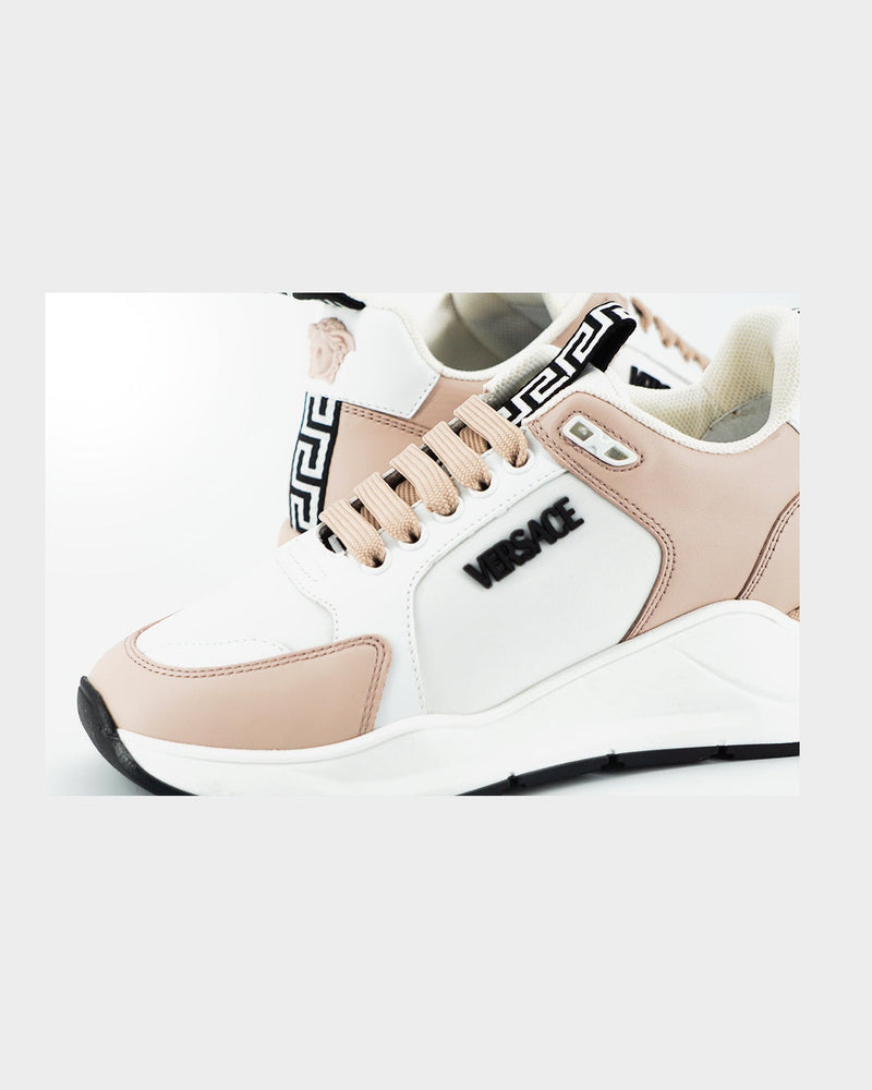Versace Light Pink Leather White Calf Sneakers Glam Steals