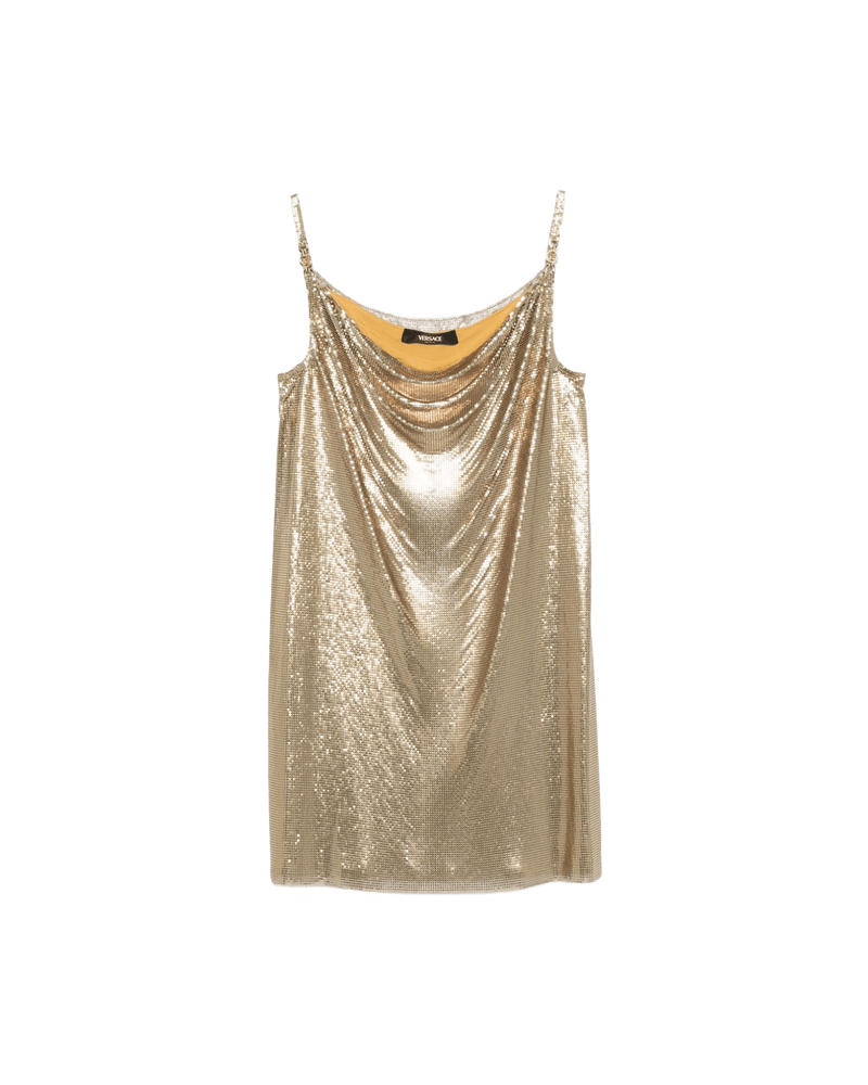 Versace Metallic Mesh Mini Dress With Slip Glam Steals