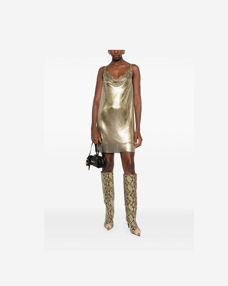 Versace Metallic Mesh Mini Dress with Slip Glam Steals