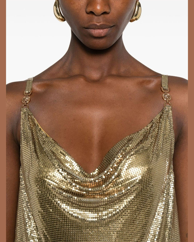 Versace Metallic Mesh Mini Dress with Slip Glam Steals