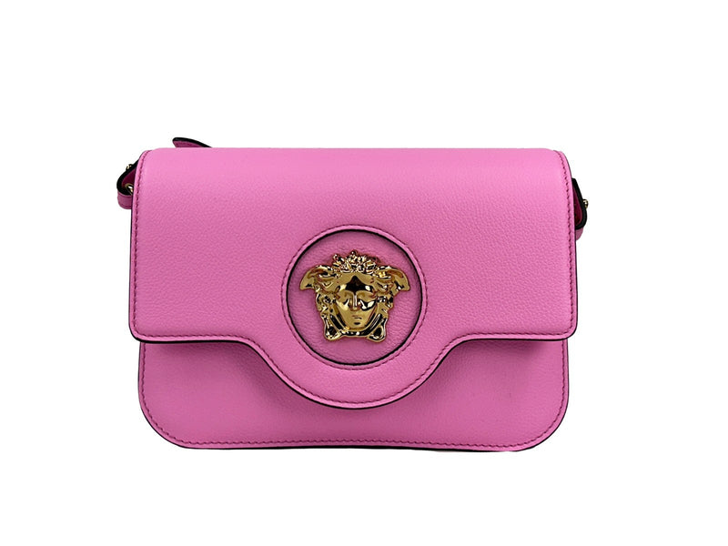 Versace Pink Leather La Medusa Shoulder Crossbody Bag Purse Glam Steals