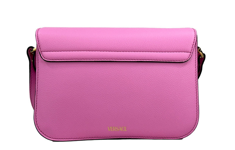 Versace Pink Leather La Medusa Shoulder Crossbody Bag Purse Glam Steals