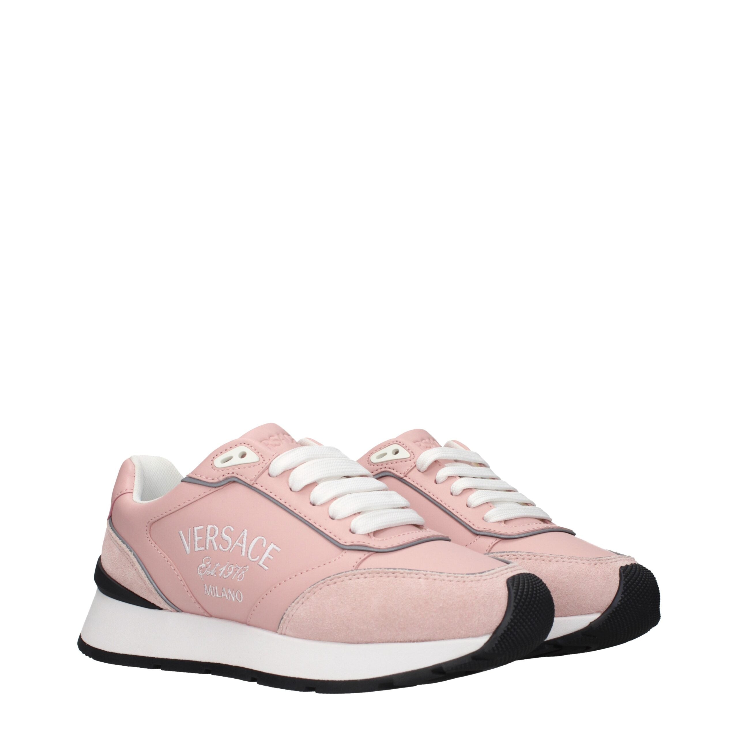 Versace Pink Leather Low Top Sneakers Glam Steals