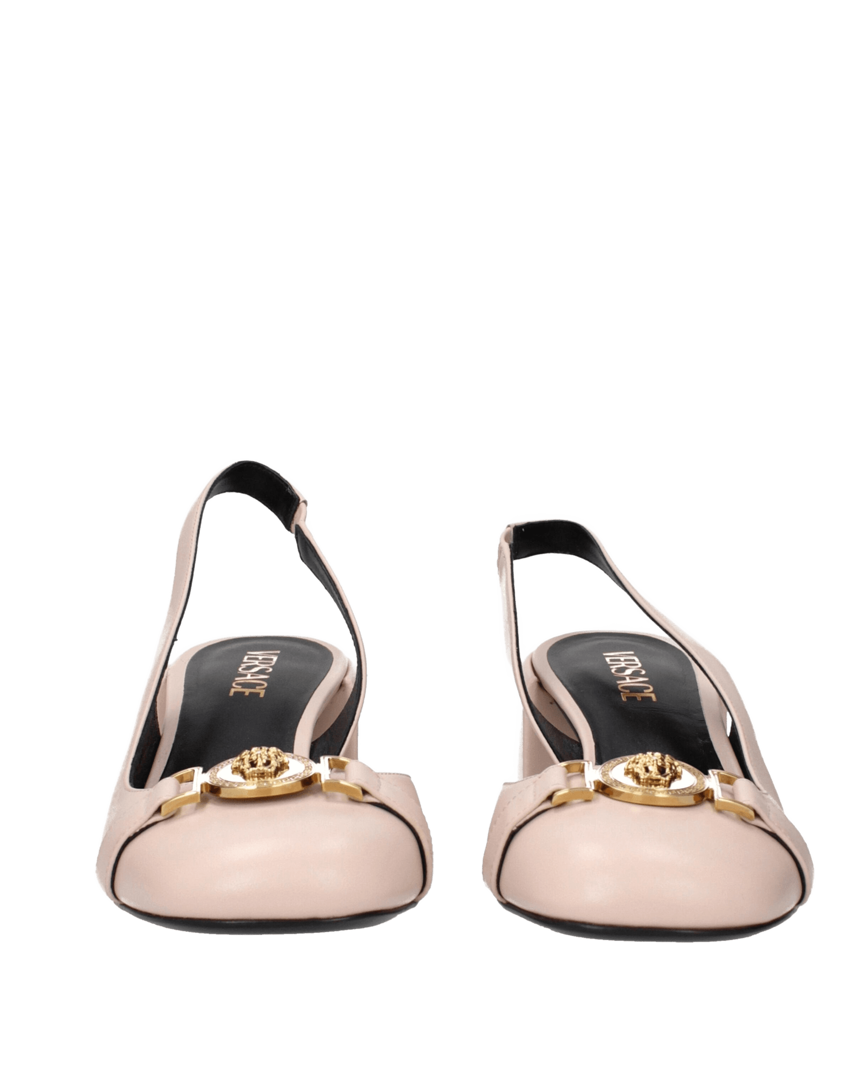 Versace Leather Pink Mid Heel Pumps Glam Steals