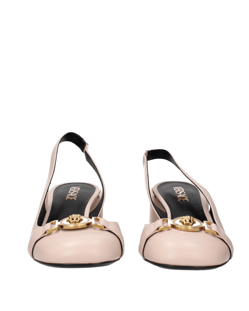 Versace Leather Pink Mid Heel Pumps Glam Steals