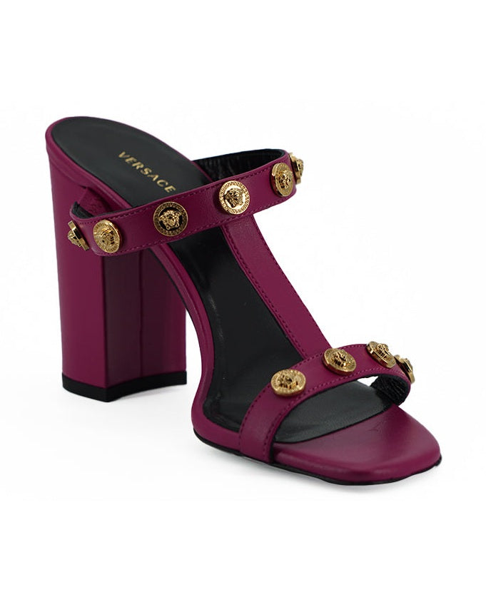 Versace Purple Leather Calf High Heel Sandals Glam Steals