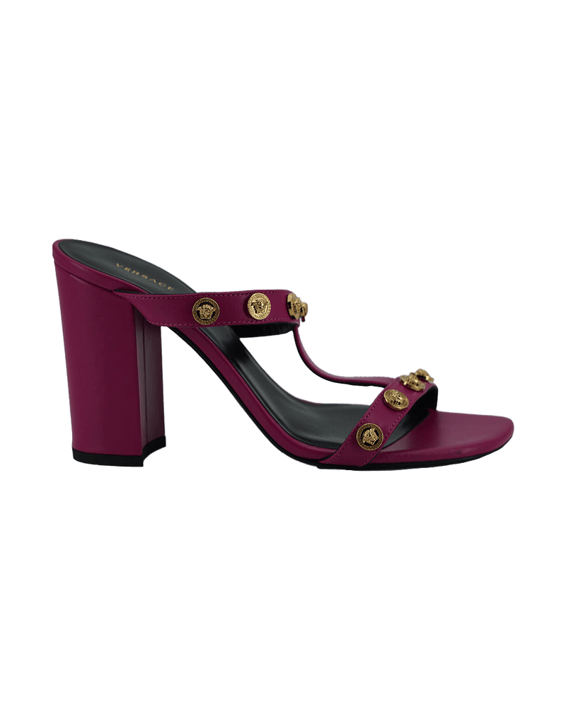 Versace Purple Leather Calf High Heel Sandals Glam Steals
