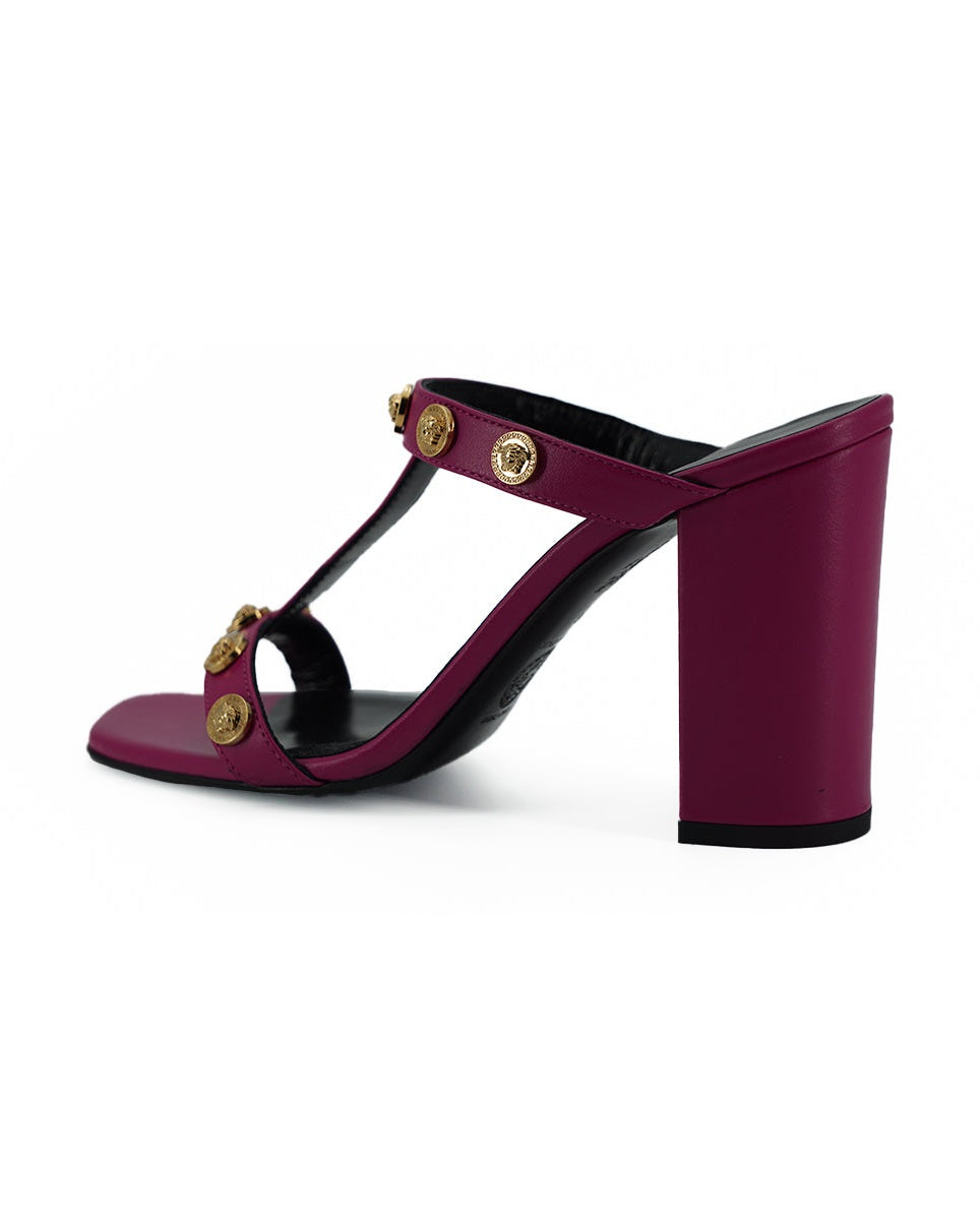 Versace Purple Leather Calf High Heel Sandals Glam Steals
