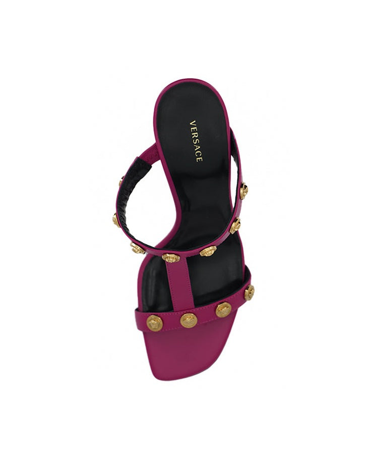 Versace Purple Leather Calf High Heel Sandals Glam Steals
